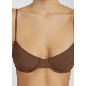 Riot Swim Jax Chocolate Bikini Top Underwire Cup Strappy Adjustable Clasp Large